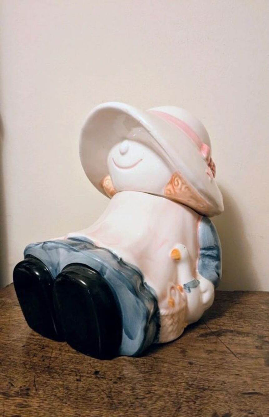Vintage Girl & Goose Cookie Jar -Cottagecore/Grandmacore